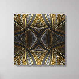Impressão Em Tela Gilded Mosaic Luxe – Black & Gold Tiled Metal Wall
