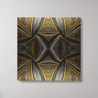 Impressão Em Tela Gilded Mosaic Luxe – Black & Gold Tiled Metal Wall