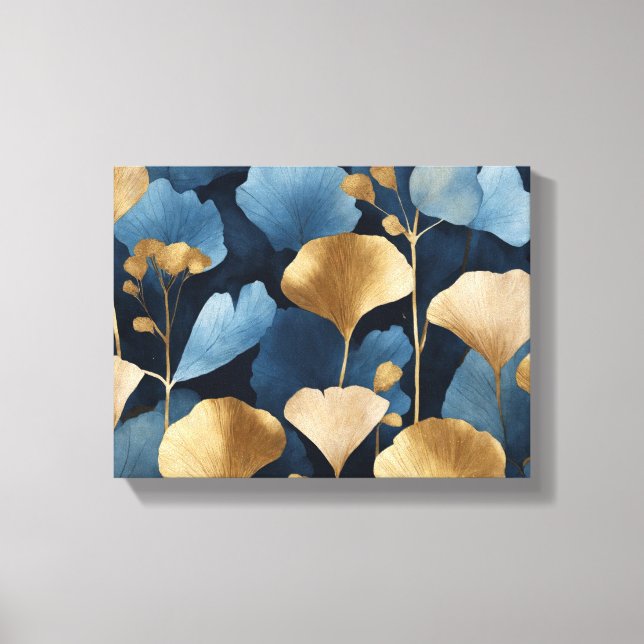 Impressão Em Tela Ginkgo deixa azul-dourado (Frente)