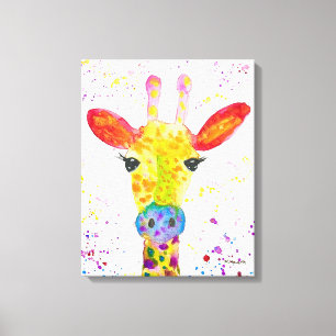 Impressão Em Tela Girafa Abstrato animais selvagens Arco-Íris