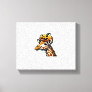 Impressão Em Tela Girafa com Desenho de Halloween de Chapéu de Abóbo