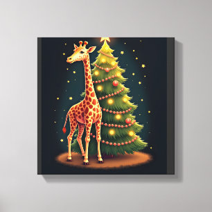 Impressão Em Tela Girafa de Natal Enfeite Oficial de Topo de Árvore