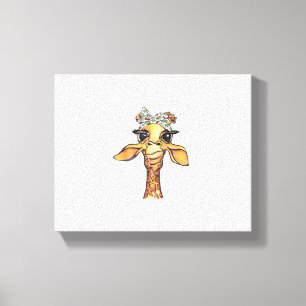Impressão Em Tela Girafa Engraçada Bandana Tropical Hipster Girafa G