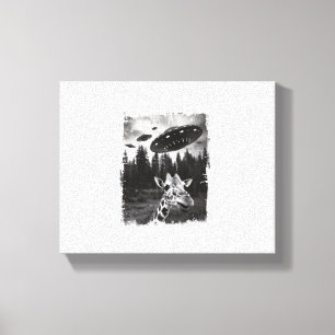 Impressão Em Tela Girafa Engraçada UFO Zoológico Animal Meme Estranh