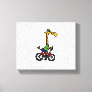 Impressão Em Tela Girafa Legal Andando de Bicicleta 