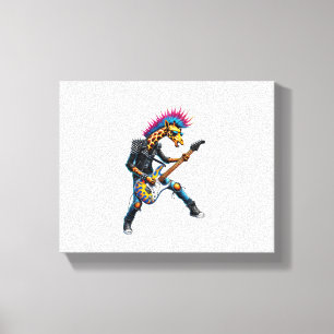Impressão Em Tela Girafa Punk Engraçada, Girafa Goth Rock'n Roll, Gu