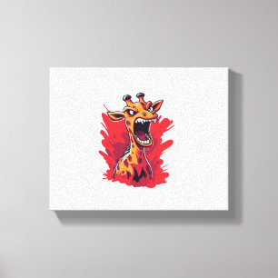 Impressão Em Tela Girafa Zangada Gráfico Girafa Engraçada Kawaii
