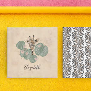 Impressão Em Tela Giraffe Safari Animal Botânico