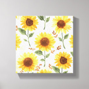 Impressão Em Tela Girassóis Amarelos Aquarela Floral Caprichoso