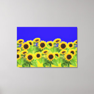 Impressão Em Tela Girassóis - Bandeira Ucraniana Liberdade de Paz U