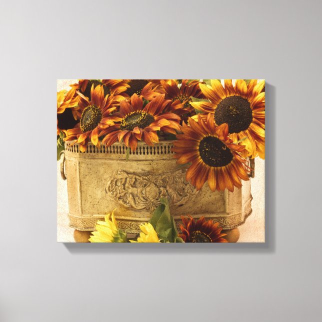 Impressão Em Tela Girassóis De Laranja No Soquete De Tin (Frente)