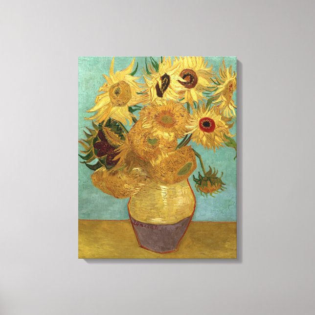 Impressão Em Tela Girassóis em Vase Van Gogh Fine Art (Frente)