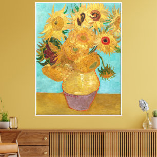 Impressão Em Tela Girassóis, Pintura de Natureza Morta Pós-Impressio