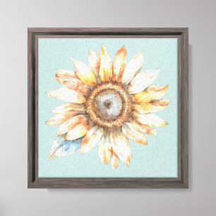 Impressão Em Tela Girassol Azul Branco Amarelo
