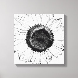 Impressão Em Tela Girassol Preto e Branco