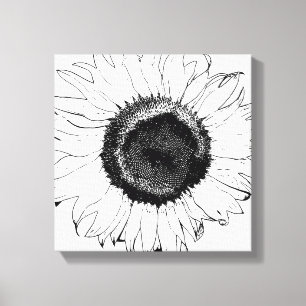 Impressão Em Tela Girassol preto e branco