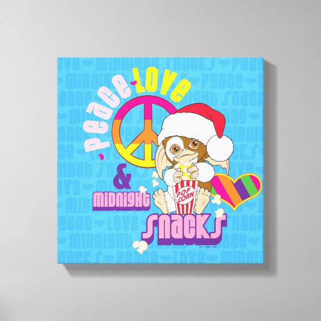 Impressão Em Tela Gizmo | Peace Love & Midnight Snacks (Frente)