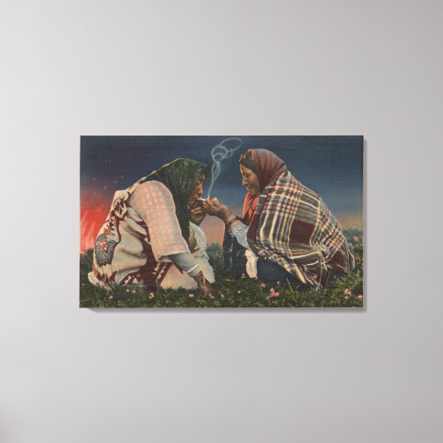 Impressão Em Tela Glaciar, MT - Dois Nativos Pés Negra Fumando (Frente)