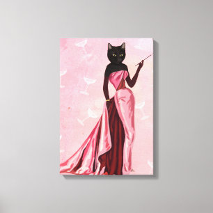 Impressão Em Tela Glamour Cat em rosa