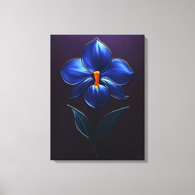 Impressão Em Tela Glänzende Blaue Orchidee – Botanische Kunst (Frente)