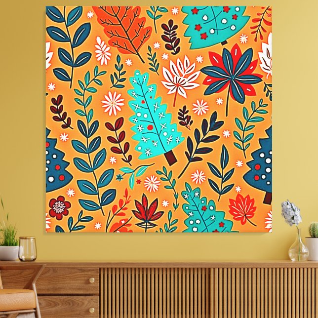 Impressão Em Tela Glowing Christmas Pattern Design (Insitu(Sala de estar))