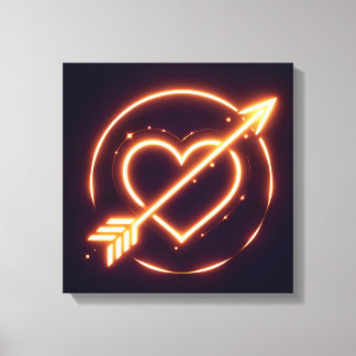 Impressão Em Tela glowing image of a heart with cupid's arrow