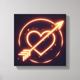 Impressão Em Tela glowing image of a heart with cupid's arrow