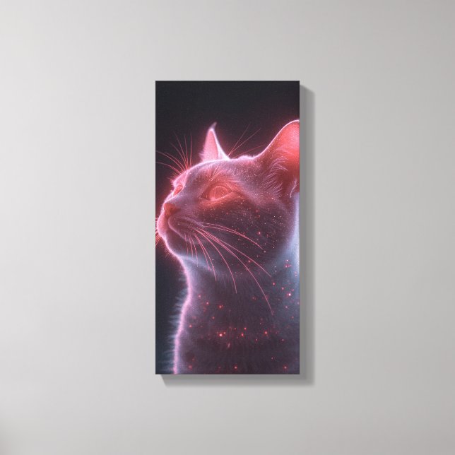 Impressão Em Tela Glowy Pink Cat Face Art Print (Frente)