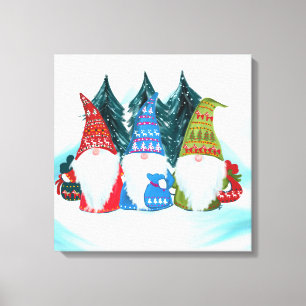 Impressão Em Tela Gnome Papai Noel
