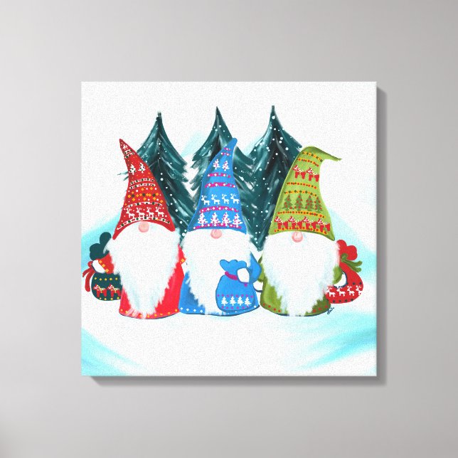 Impressão Em Tela Gnome Papai Noel (Frente)