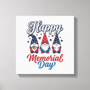 Impressão Em Tela Gnomo Patriótico Feliz Dia dos Veteranos Camisa Vi
