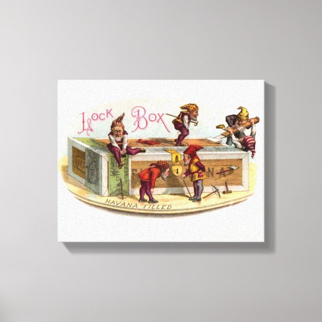 Impressão Em Tela Gnomos da Caixa de Cigarros Vintage (Frente)