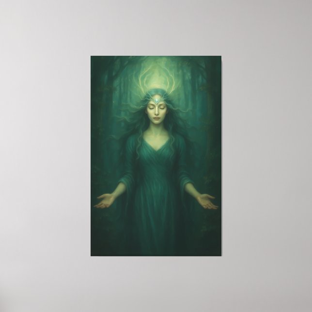 Impressão Em Tela Goddess of the Emerald Spirit – Forest Aura Enligh (Frente)