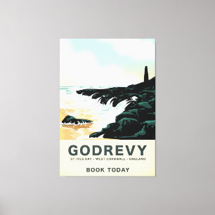 Impressão Em Tela Godrevy Ruas Ives Bay, Poster de viagens oeste da