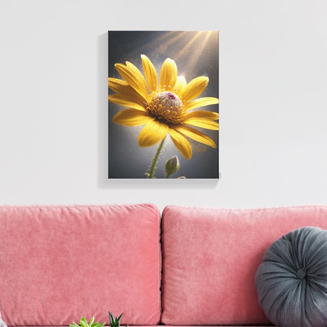 Impressão Em Tela Golden Bloom – Yellow Flower Macro Photography Art (Insitu(Sala de estar))