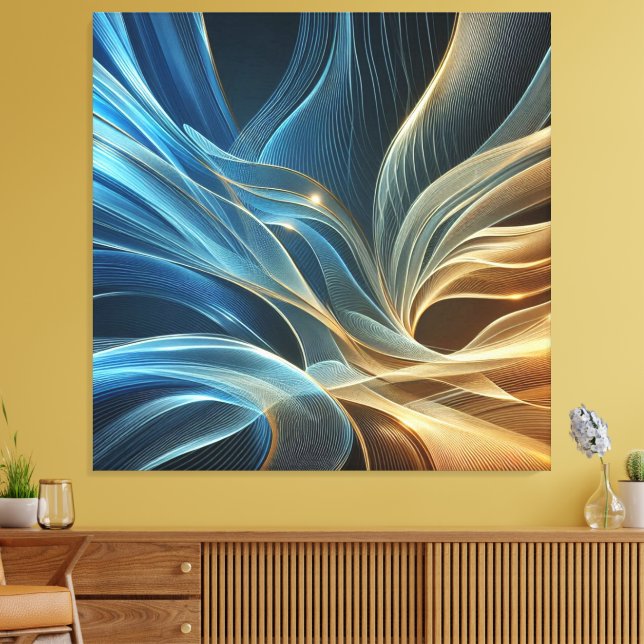 Impressão Em Tela Golden Blue (Insitu(Sala de estar))