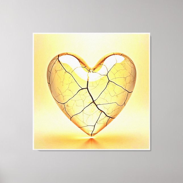 Impressão Em Tela Golden Cracked Heart Art (Frente)