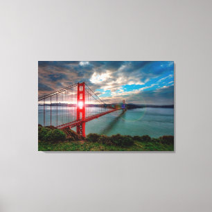 Impressão Em Tela Golden gate bridge com o Sun que brilha