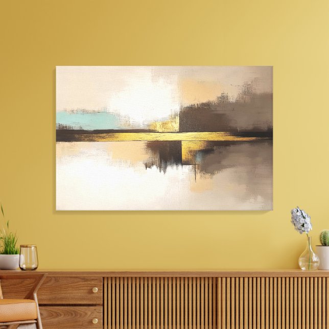Impressão Em Tela Golden Horizon – Minimalist Abstract Landscape (Insitu(Sala de estar))