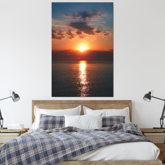 Impressão Em Tela Golden Horizon: Sunset Over the Sea (Insitu(Quarto))