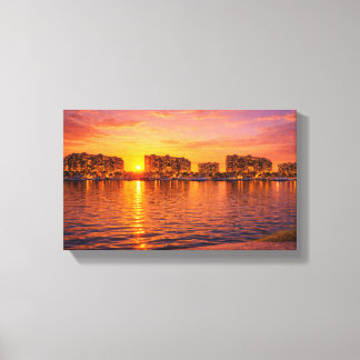 Impressão Em Tela Golden Hour Waterfront Cityscape Print | Sunset Ma
