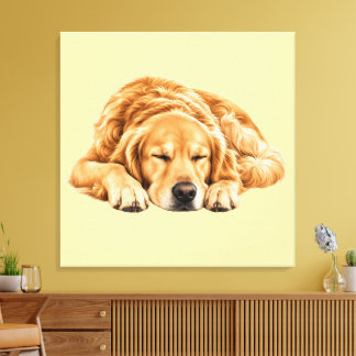 Impressão Em Tela Golden Retriever Adormecido