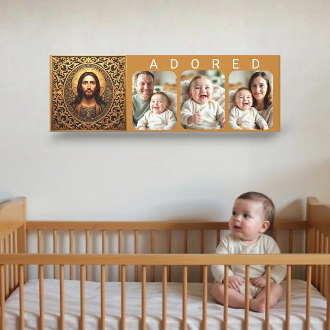 Impressão Em Tela Golden Sacred Icon - ADORED Baby Photo  (Criador carregado)