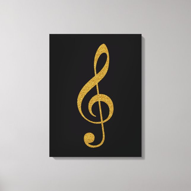 Impressão Em Tela golden treble clef musical note (Frente)