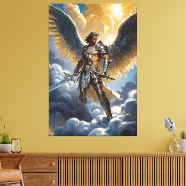 Impressão Em Tela Golden Warrior of Heaven Archangel Michael (Insitu(Sala de estar))