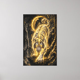 Impressão Em Tela Golden White Tiger Power Spirit
