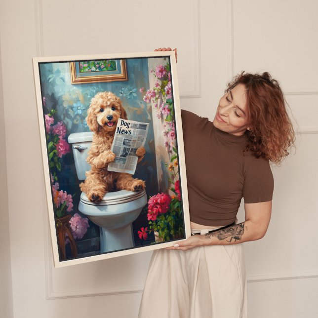 Impressão Em Tela Goldendoodle Art Bathroom Humor (Criador carregado)
