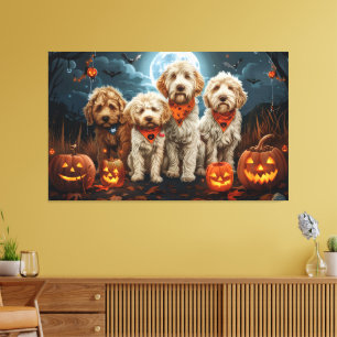Impressão Em Tela Goldendoodle Halloween Spooky