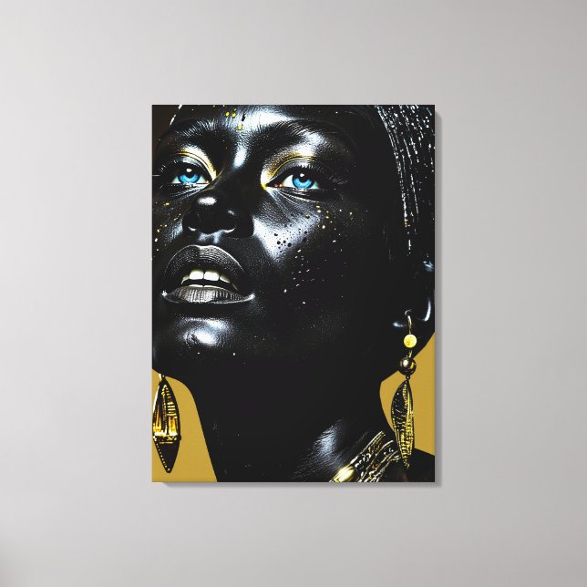 Impressão Em Tela Goldene Eleganz: Schwarze Schönheit mit Schmuck (Frente)