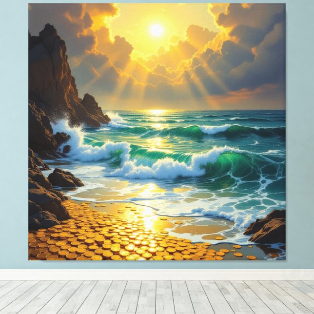 Impressão Em Tela Goldene Sturmflut des Schicksals   (Insitu(piso de madeira))